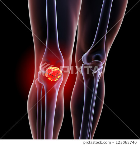 Patella fracture, 3D illustration 125065740