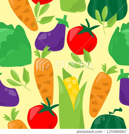 Vegetables seamless pattern. Organic vegetable background. Vegan and healthy garden products 125066063
