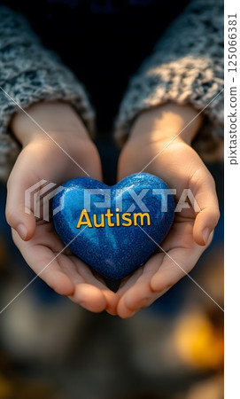 World Autism Awareness Day, blue heart 125066381
