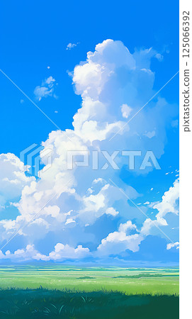 Blue sky anime style landscape illustration generative ai 125066392