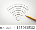 A sketched wifi icon with a pencil lying next to it 125066582