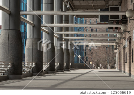 Architecture interior view of St James' Park stadium. 125066619