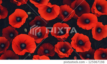 ANZAC Day, field of red poppies, background ANZAC Day, field of red poppies, background 125067198