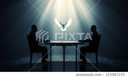 The negotiating table, peace treaty making, diplomacy 125067255
