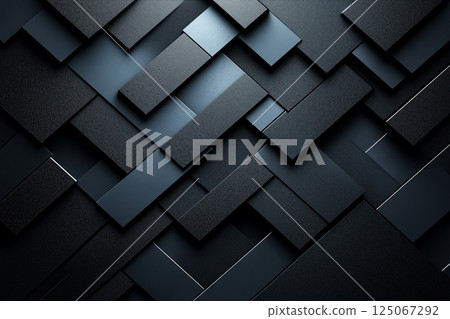 Metallic Arrows and Geometric Shapes on Black Background Symbolizing Technological Innovation 125067292