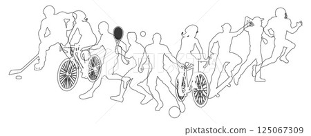 Sports Active Fitness Sport Silhouette People Set 125067309