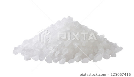 Heap of sea salt close-up on a white. Isolated Heap of sea salt close-up on a white. Isolated 125067416