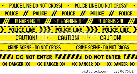 Crime scene - police tapes - vector illustration Crime scene - police tapes - vector illustration 125067591