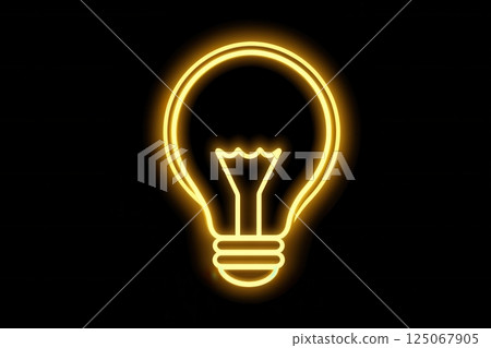 Minimalist design features a glowing light bulb icon with bright yellow highlights, offering a clean style on a dark backdrop. Minimalist design features a glowing light bulb icon with bright yellow highlights, offering a clean style on a dark backdrop. 125067905
