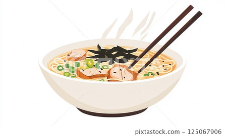 Enjoy a steaming bowl of ramen filled with savory pork, fresh seaweed, and green onions, perfect for a satisfying meal any time of day. Enjoy a steaming bowl of ramen filled with savory pork, fresh seaweed, and green onions, perfect for a satisfying meal any time of day. 125067906