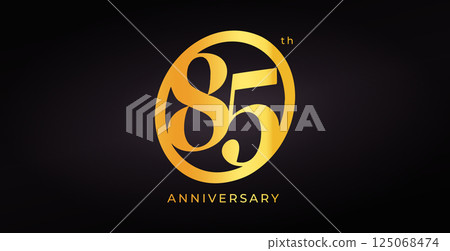 Luxury 85th Anniversary Logo Design With Golden Number In Elegant Modern Style On Dark Background For Celebration, Greeting Card, Event Or Invitation Decoration. Vector Illustration. 125068474