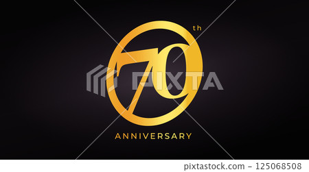 Elegant 70th Anniversary Logo Design With Golden Number In Circle On Dark Background. Perfect For Celebration, Corporate Event, Milestone Or Party Invitation. Vector Illustration. Elegant 70th Anniversary Logo Design With Golden Number In Circle On Dark Background. Perfect For Celebration, Corporate Event, Milestone Or Party Invitation. Vector Illustration. 125068508