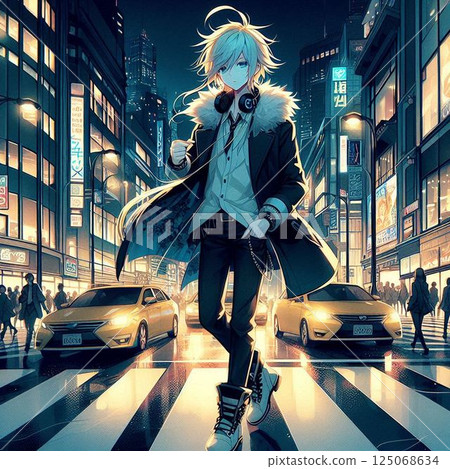 Stylish Vocaloids, Vocaloids, and beautiful girls decorate the city at night Stylish Vocaloids, Vocaloids, and beautiful girls decorate the city at night 125068634