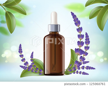 Flower extract for skin care in glass bottles Flower extract for skin care in glass bottles 125068761