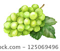 Shine Muscat with leaves 125069496