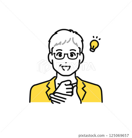 Senior man in business casual clothes coming up with an idea 125069657
