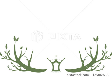 Green simple tree and crown frame 125069709