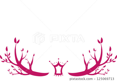 簡單的深粉色樹和皇冠框架 125069713