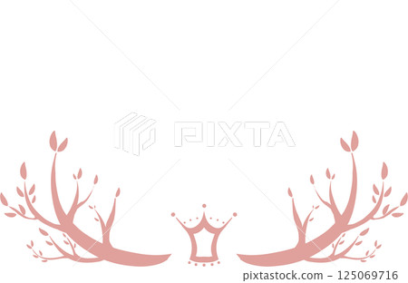 Pink simple tree and crown frame Pink simple tree and crown frame 125069716