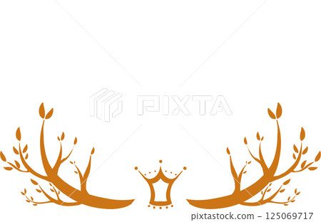 Orange simple tree and crown frame Orange simple tree and crown frame 125069717