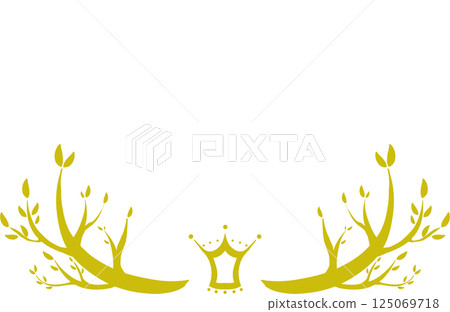 黃色的簡單樹和冠框架 黃色的簡單樹和冠框架 125069718