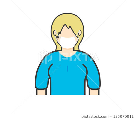 戴面具的白人婦女_藍色衣服 125070011