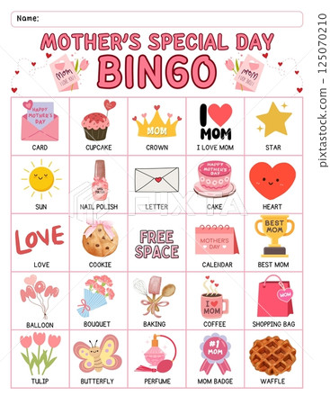 Mother's Day bingo game for kids with colorful printable cards, calling cards, and cute designed for preschool and classroom homeschool activity educational learning fun during springtime Mother's Day bingo game for kids with colorful printable cards, calling cards, and cute designed for preschool and classroom homeschool activity educational learning fun during springtime 125070210