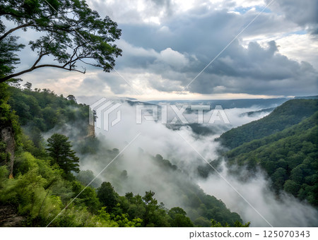 beautiful clouds over the mountain 125070343