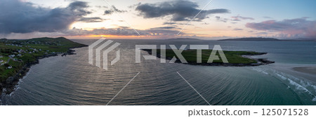 Aerial view of Portnoo at dusk, County Donegal, Ireland Aerial view of Portnoo at dusk, County Donegal, Ireland 125071528