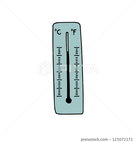 Hand drawn thermometer gauges illustration. Outdoor and indoor temperature measurement concept. From cold to hot. Isolated vector object, clipart icon. Celsius Fahrenhein degrees scale. Indicator. Hand drawn thermometer gauges illustration. Outdoor and indoor temperature measurement concept. From cold to hot. Isolated vector object, clipart icon. Celsius Fahrenhein degrees scale. Indicator. 125072171