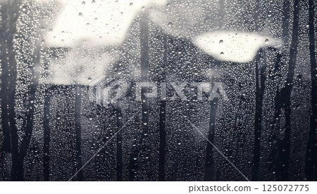 雨天窗玻璃上的水滴和模糊的自然風景情感背景 125072775