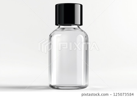 Transparent Dome-Shaped Cosmetic Bottle with Black Metal Screw Cap Transparent Dome-Shaped Cosmetic Bottle with Black Metal Screw Cap 125073584