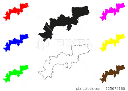 Kavala city (Greece, Hellenic Republic, Eastern Macedonia and Thrace region) map vector illustration, scribble sketch Kavala map 125074160