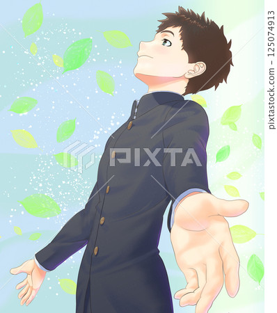 積極的學生_新鮮的綠葉_計劃A_男性_新鮮的綠葉EFF適度的_葉子主要 125074913