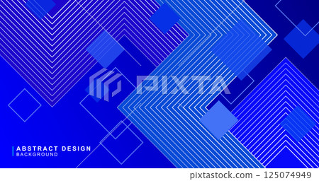 由藍色方塊和線條構成的抽象的背景材料 125074949