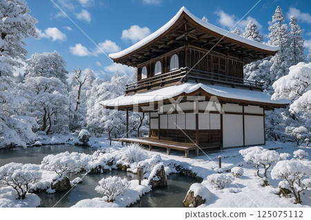 Ginkakuji Temple and snow scenery Ginkakuji Temple and snow scenery 125075112