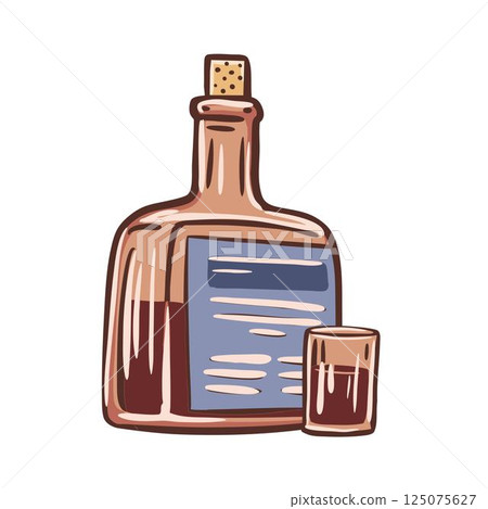 Bottle and glass of cognac Bottle and glass of cognac 125075627
