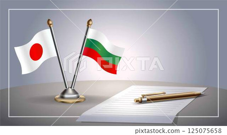 Small national flag of Japan and Bulgaria flag Relation, Template Vector Illustration Small national flag of Japan and Bulgaria flag Relation, Template Vector Illustration 125075658