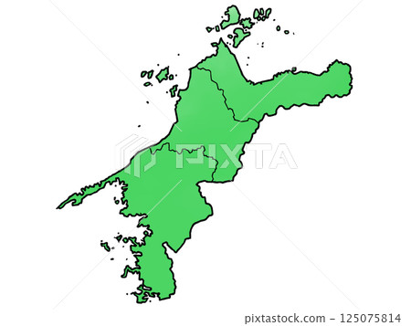 A slightly loose map of Ehime Prefecture divided into regions 125075814