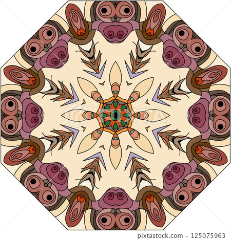 Colorful cute Mandala. Decorative unusual round ornaments. 125075963