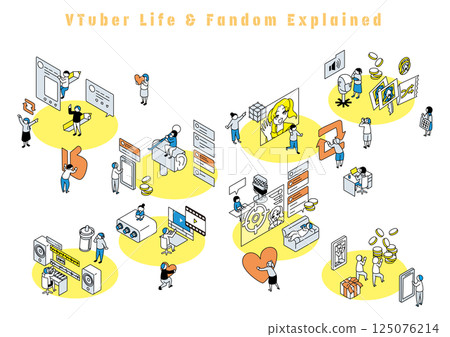 VTuber活動和粉絲的插畫 125076214