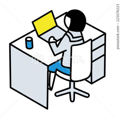 一名學生正在看筆記型電腦的插圖 一名學生正在看筆記型電腦的插圖 125076223