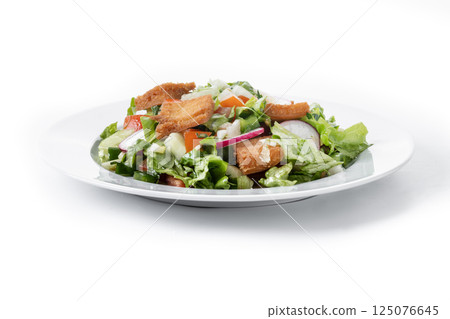 Fattoush salad, Traditional Lebanese Salad isolated on white background 125076645
