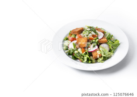 Fattoush salad, Traditional Lebanese Salad isolated on white background 125076646