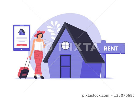 Flat Vector Illustration of Homestay Vacation Rental for Travel Accommodation and Tourism 125076695