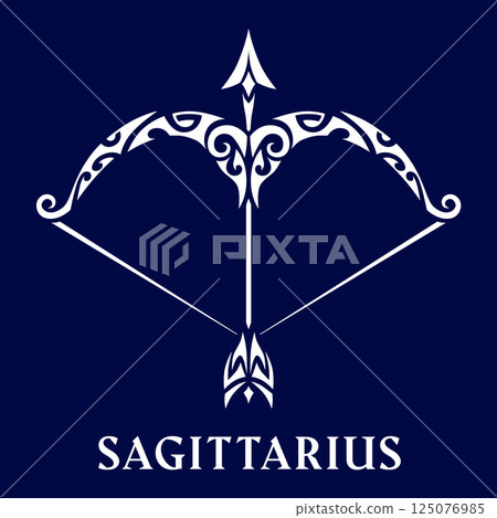Sagittarius. Tattoo maori tribal style. Horoscope. Astrological zodiac sign. Sagittarius. Tattoo maori tribal style. Horoscope. Astrological zodiac sign. 125076985