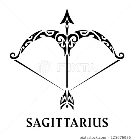 Sagittarius. Tattoo maori tribal style. Horoscope. Astrological zodiac sign. Sagittarius. Tattoo maori tribal style. Horoscope. Astrological zodiac sign. 125076986