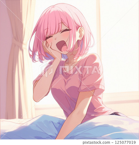 Beautiful girl yawning 125077019