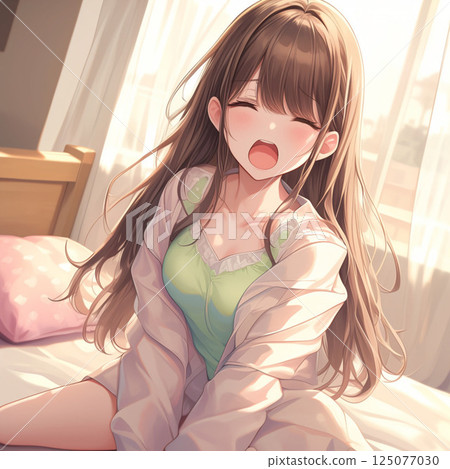 Beautiful girl yawning 125077030