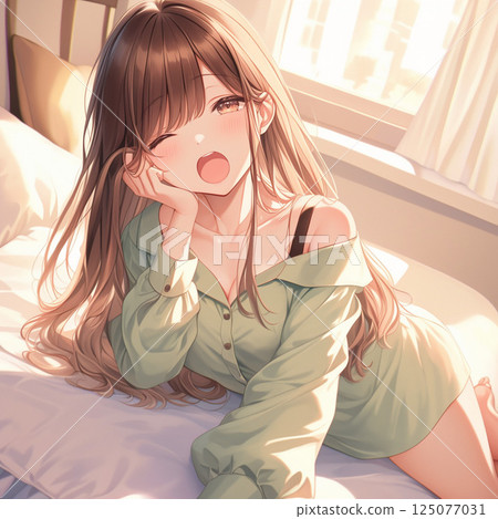 Beautiful girl yawning 125077031